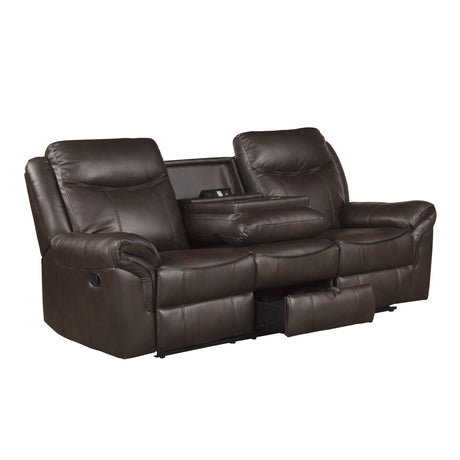 Aram Dark Brown Faux Leather Sofa and Loveseat from Homelegance - Luna Furniture