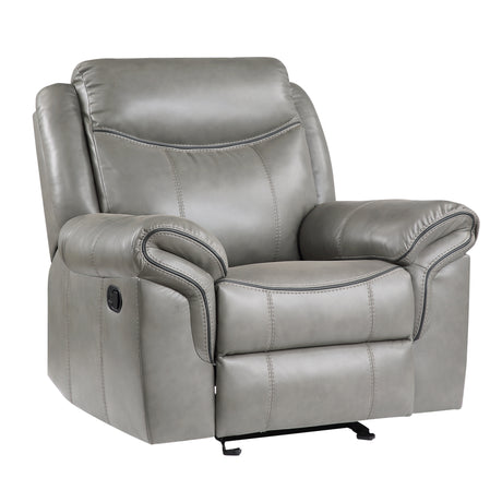 Aram Gray Faux Leather Glider Reclining Chair from Homelegance - Luna Furniture