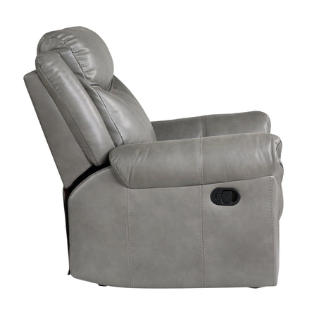 Aram Gray Faux Leather Glider Reclining Chair from Homelegance - Luna Furniture