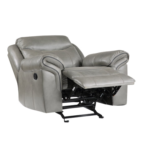 Aram Gray Faux Leather Glider Reclining Chair from Homelegance - Luna Furniture