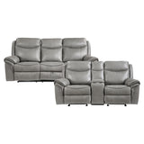 Aram Gray Faux Leather Sofa and Loveseat from Homelegance - Luna Furniture