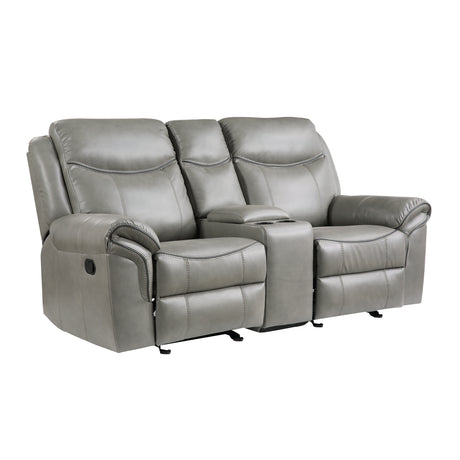Aram Gray Faux Leather Sofa and Loveseat from Homelegance - Luna Furniture