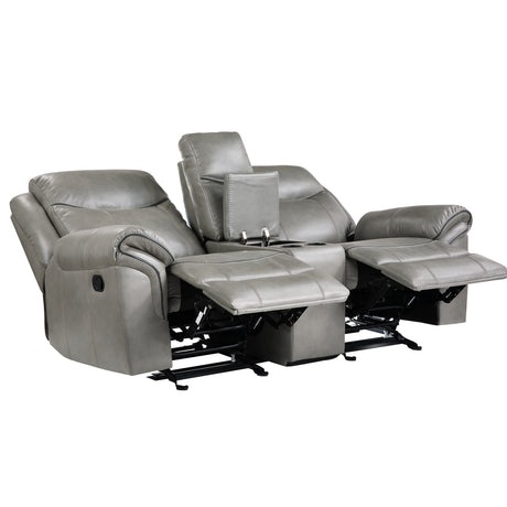 Aram Gray Faux Leather Sofa and Loveseat from Homelegance - Luna Furniture