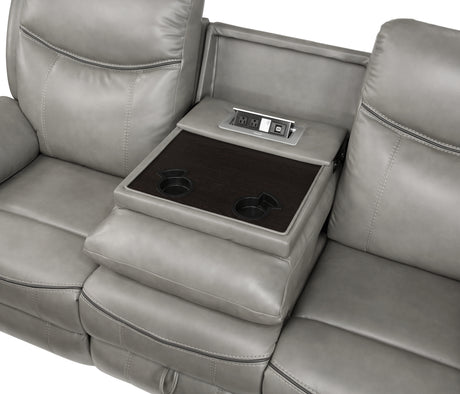 Aram Gray Faux Leather Sofa and Loveseat from Homelegance - Luna Furniture