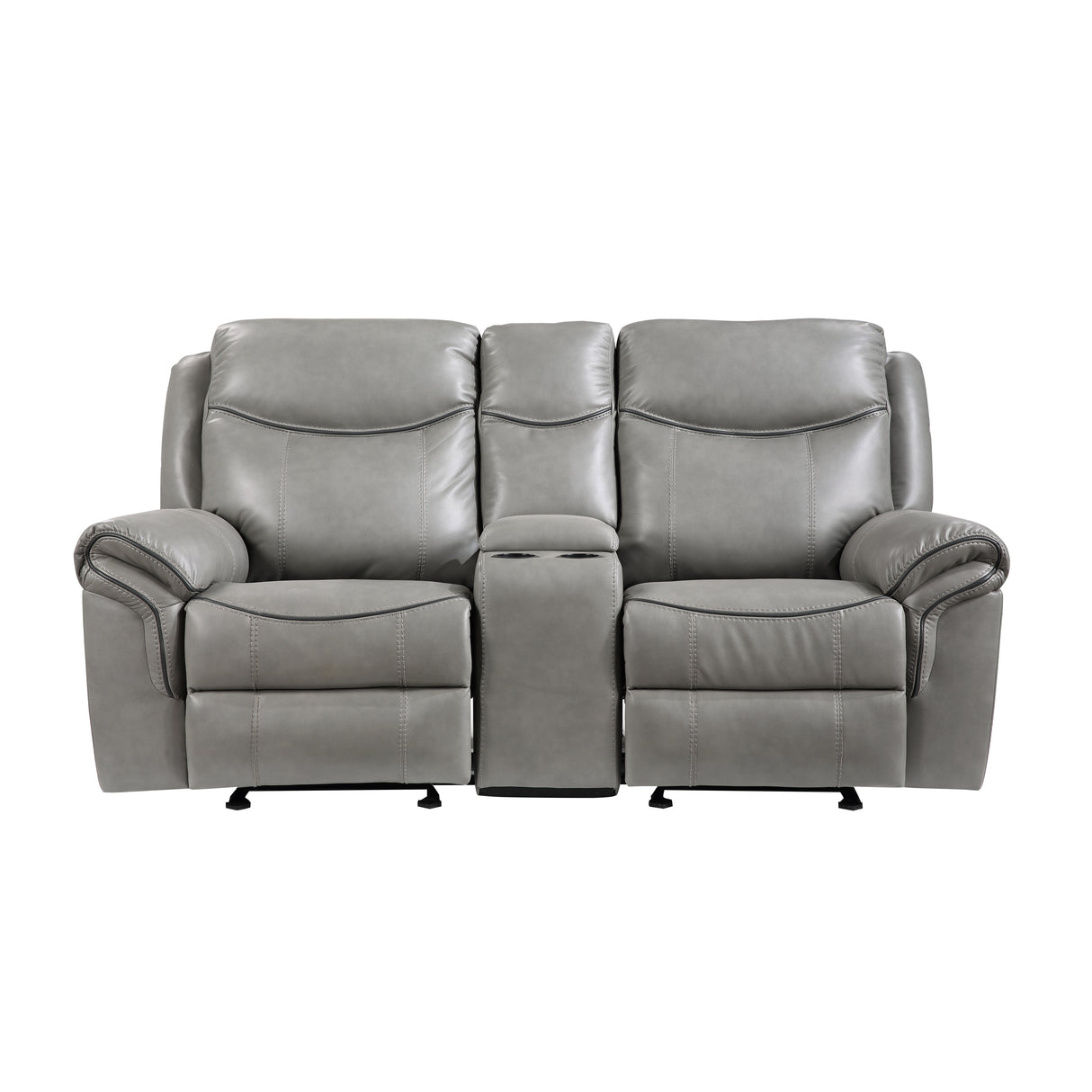 Aram Gray Faux Leather Sofa and Loveseat from Homelegance - Luna Furniture