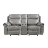 Aram Gray Faux Leather Sofa and Loveseat from Homelegance - Luna Furniture