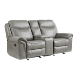 8206GRY-2 Double Glider Reclining Love Seat with Center Console, Receptacles and USB Ports - Luna Furniture