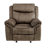 Aram Brown Fabric Glider Reclining Chair from Homelegance - Luna Furniture