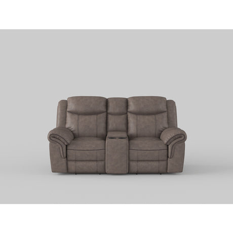 Aram Brown Fabric Double Glider Reclining Loveseat with Center Console, Receptacles and USB Ports from Homelegance - Luna Furniture