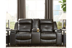 Kempten Black Reclining Loveseat with Console