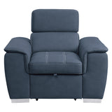 Ferriday Blue Chair with Pull-out Ottoman from Homelegance - Luna Furniture