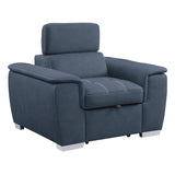 Ferriday Blue Chair with Pull-out Ottoman from Homelegance - Luna Furniture