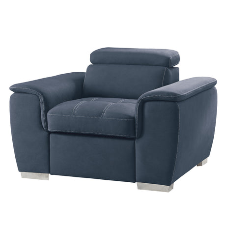 Ferriday Blue Chair with Pull-out Ottoman from Homelegance - Luna Furniture