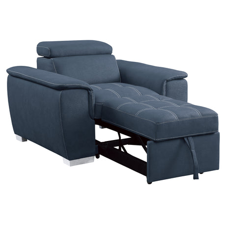 Ferriday Blue Chair with Pull-out Ottoman from Homelegance - Luna Furniture