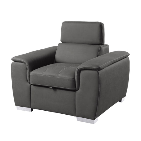 Ferriday Gray Chair with Pull-out Ottoman from Homelegance - Luna Furniture