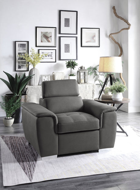 Ferriday Gray Chair with Pull-out Ottoman from Homelegance - Luna Furniture