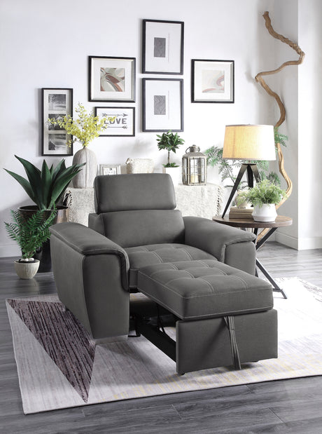 Ferriday Gray Chair with Pull-out Ottoman from Homelegance - Luna Furniture