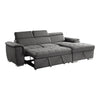 8228GY* (2)2-Piece Sectional with Adjustable Headrests, Pull-out Bed and Right Chaise with Hidden Storage - Luna Furniture