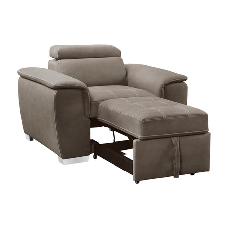 Ferriday Taupe Chair with Pull-out Ottoman from Homelegance - Luna Furniture