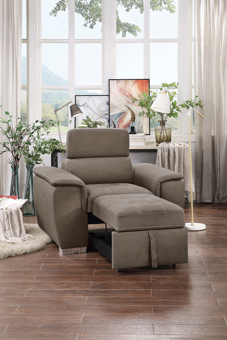 Ferriday Taupe Chair with Pull-out Ottoman from Homelegance - Luna Furniture