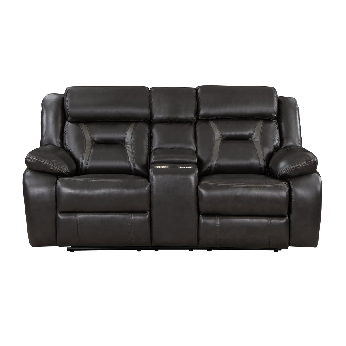 Amite Dark Gray Double Reclining Loveseat with Center Console from Homelegance - Luna Furniture