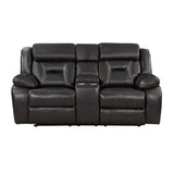 Amite Dark Gray Double Reclining Loveseat with Center Console from Homelegance - Luna Furniture