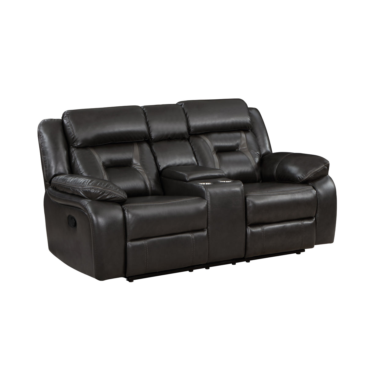 Amite Dark Gray Double Reclining Loveseat with Center Console from Homelegance - Luna Furniture