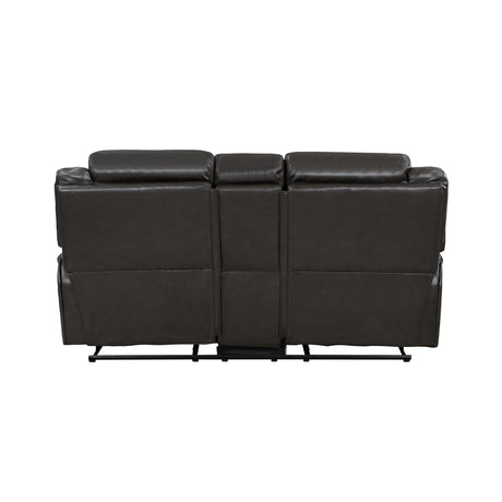 Amite Dark Gray Double Reclining Loveseat with Center Console from Homelegance - Luna Furniture