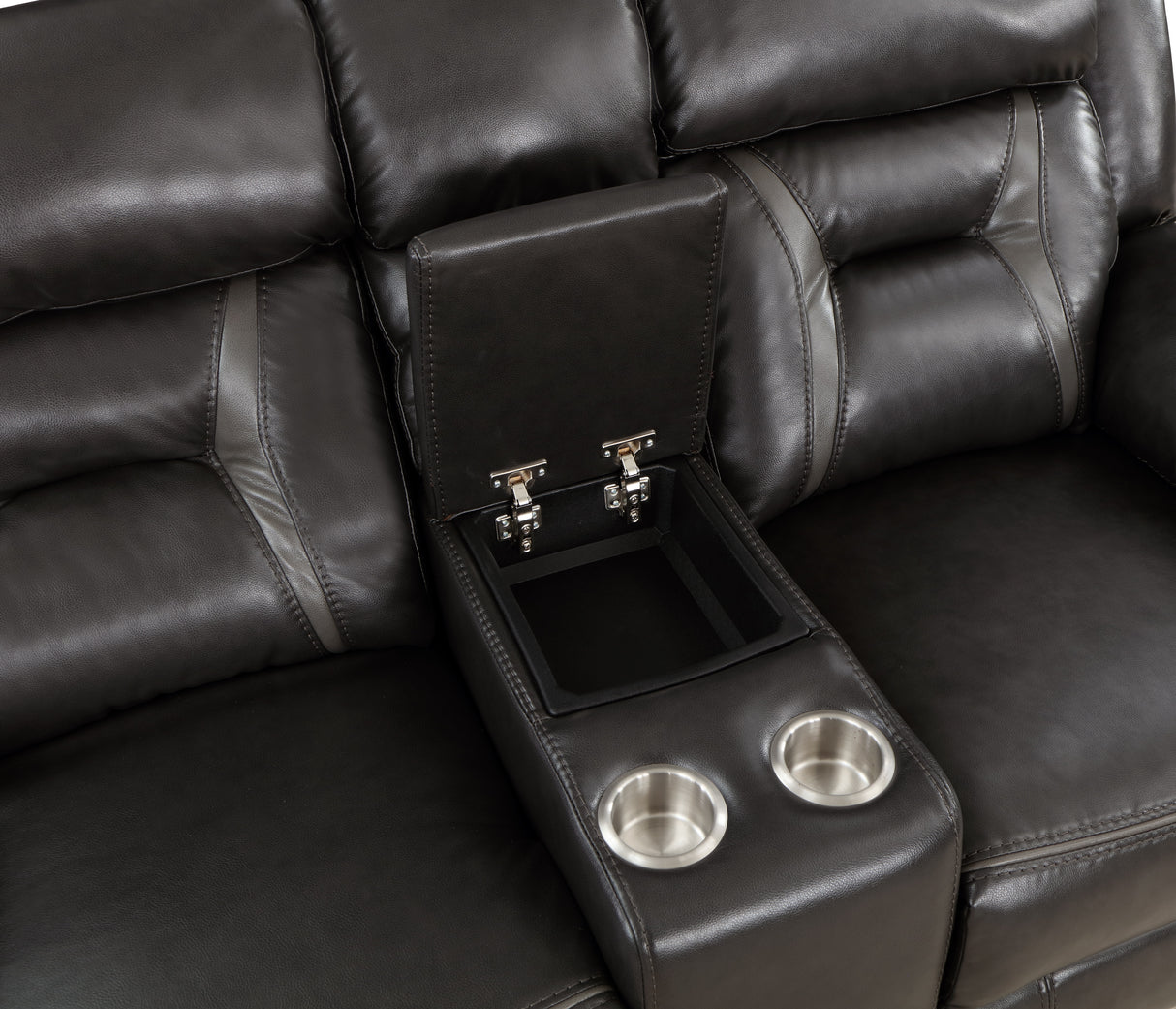 Amite Dark Gray Double Reclining Loveseat with Center Console from Homelegance - Luna Furniture