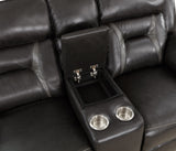Amite Dark Gray Double Reclining Loveseat with Center Console from Homelegance - Luna Furniture