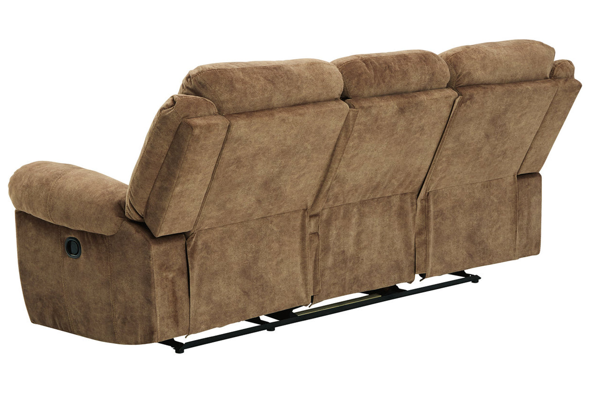 Huddle-Up Nutmeg Reclining Sofa with Drop Down Table -  - Luna Furniture
