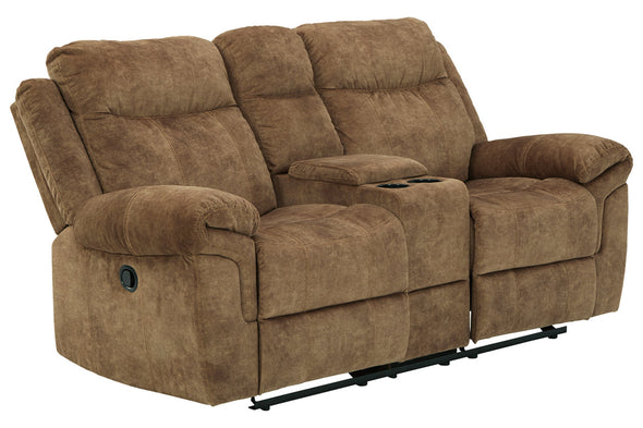 Huddle-Up Nutmeg Glider Reclining Loveseat with Console