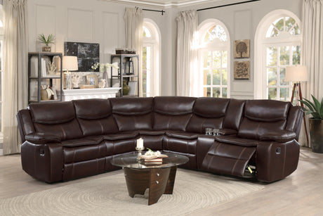 Bastrop Brown 3-Piece Sectional with Right Console from Homelegance - Luna Furniture