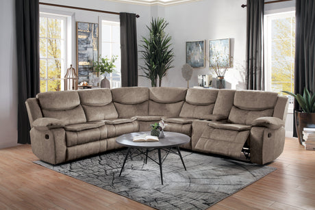 Bastrop Brown Microfiber Reclining Sectional from Homelegance - Luna Furniture