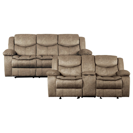 Bastrop Brown Microfiber Reclining Sofa and Loveseat from Homelegance - Luna Furniture