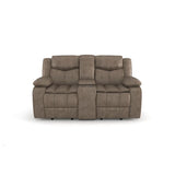 Bastrop Brown Fabric Double Glider Reclining Loveseat with Center Console from Homelegance - Luna Furniture