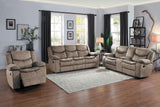 Bastrop Brown Fabric Double Glider Reclining Loveseat with Center Console from Homelegance - Luna Furniture