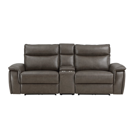 Maroni Dark Brown Leather Power Double Reclining Loveseat from Homelegance - Luna Furniture