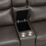 Maroni Dark Brown Leather Power Double Reclining Loveseat from Homelegance - Luna Furniture