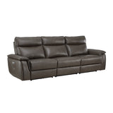 Maroni Dark Brown Leather Power Double Reclining Sofa from Homelegance - Luna Furniture
