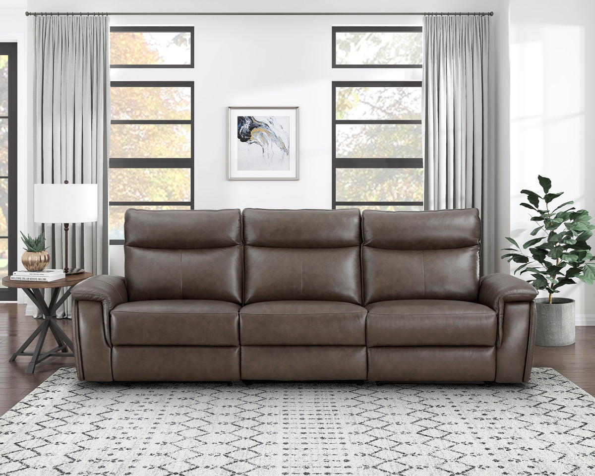 Maroni Dark Brown Leather Power Double Reclining Sofa from Homelegance - Luna Furniture