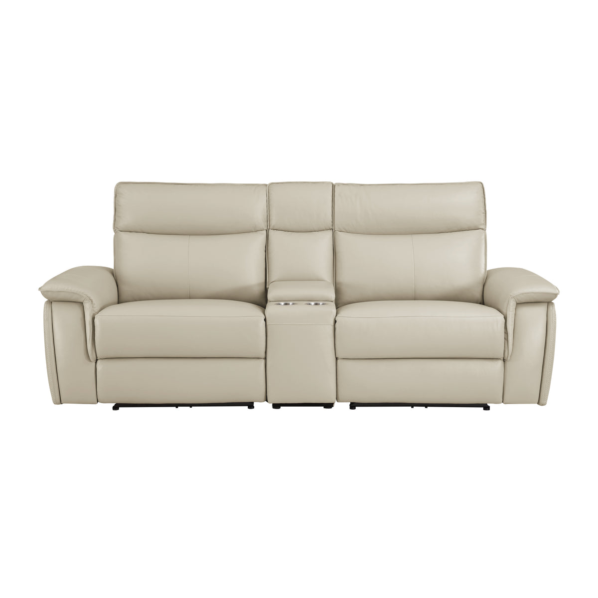 Maroni Taupe Leather Power Double Reclining Loveseat from Homelegance - Luna Furniture