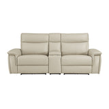Maroni Taupe Leather Power Double Reclining Loveseat from Homelegance - Luna Furniture