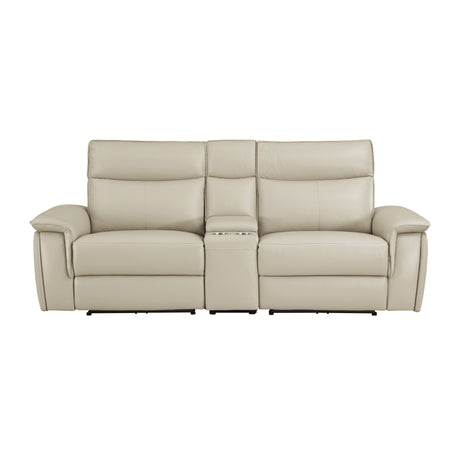 Maroni Taupe Leather Power Double Reclining Loveseat from Homelegance - Luna Furniture