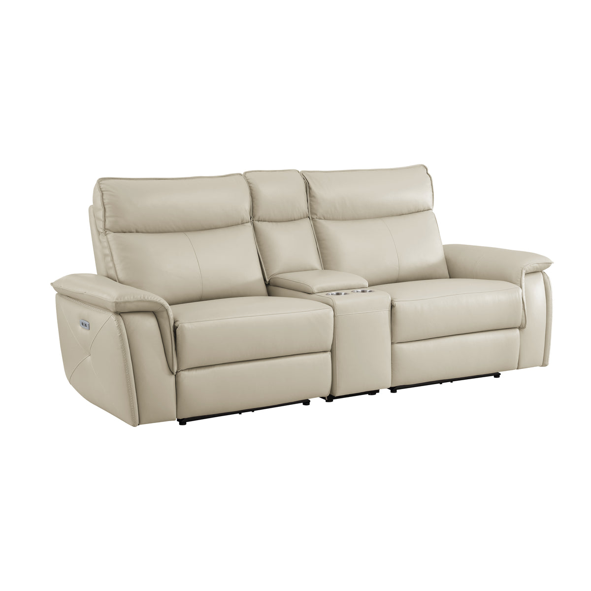 Maroni Taupe Leather Power Double Reclining Loveseat from Homelegance - Luna Furniture