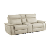 Maroni Taupe Leather Power Double Reclining Loveseat from Homelegance - Luna Furniture