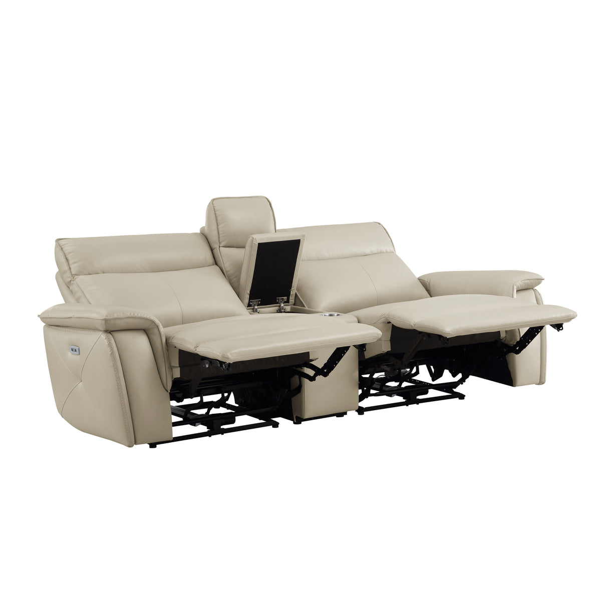 Maroni Taupe Leather Power Double Reclining Loveseat from Homelegance - Luna Furniture