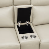 Maroni Taupe Leather Power Double Reclining Loveseat from Homelegance - Luna Furniture