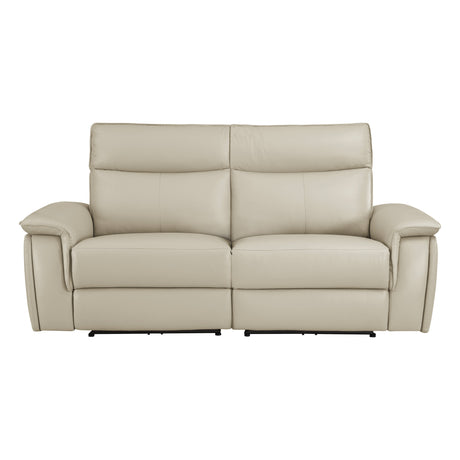 Maroni Taupe Leather Power Double Reclining Loveseat from Homelegance - Luna Furniture