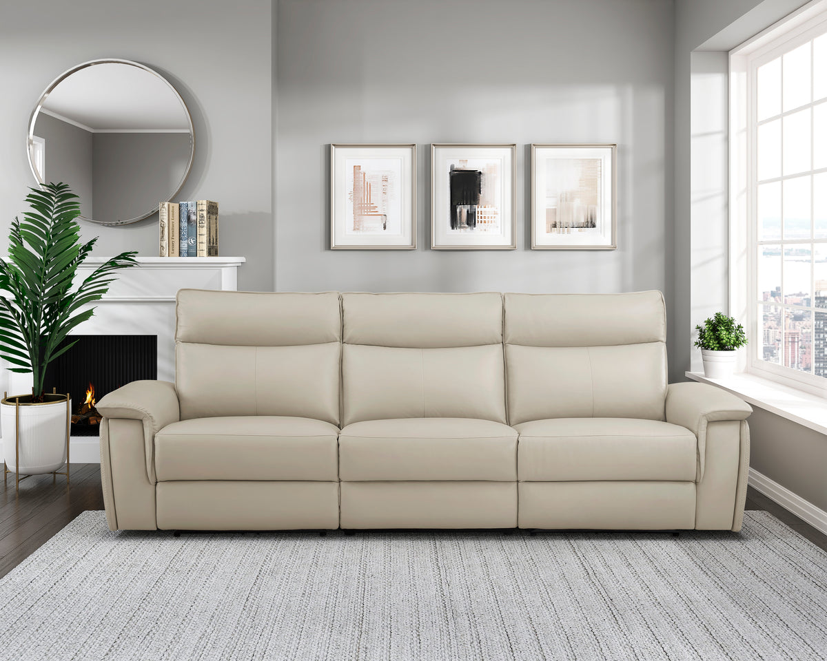 Maroni Taupe Leather Power Double Reclining Sofa from Homelegance - Luna Furniture